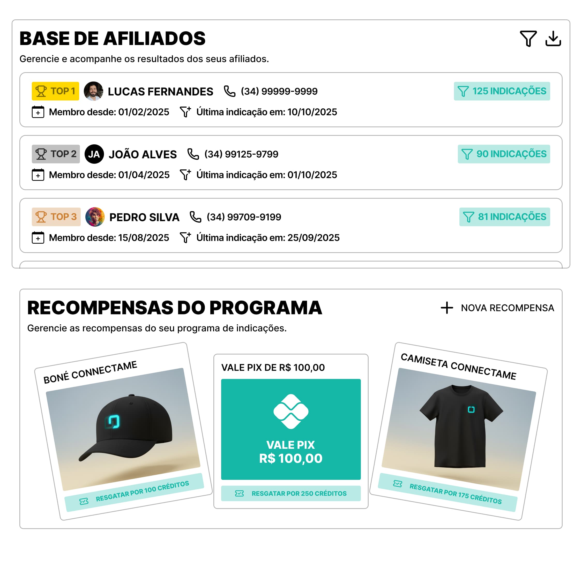 Gerenciamento de Afiliados e Recompensas